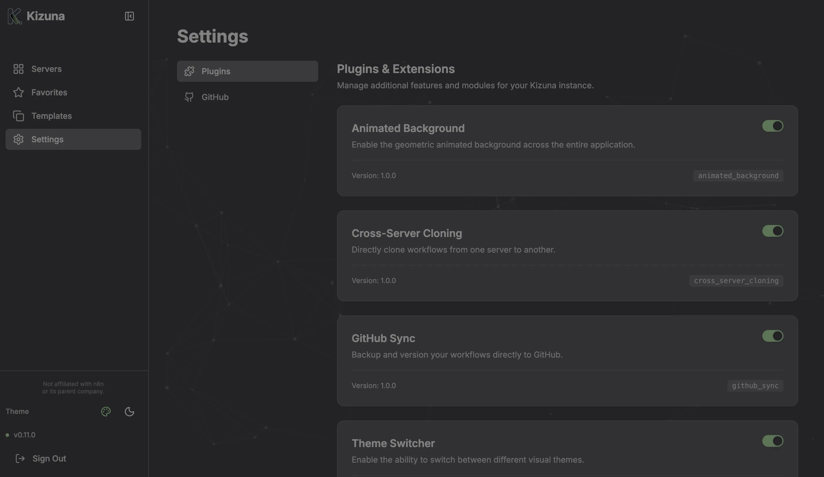 Settings Page